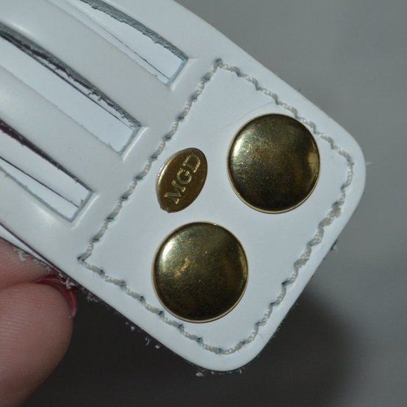 Beautiful MGD Mindy Gold Designs Handmade White Leather Pink Druzy Bracelet - Picture 7 of 7